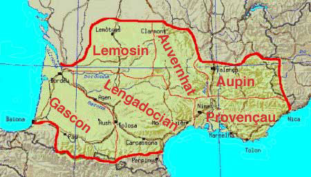 Mapa der airau linguistic der occitan